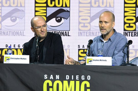 Christopher Markus and Stephen McFeely on the stage at SDCC.